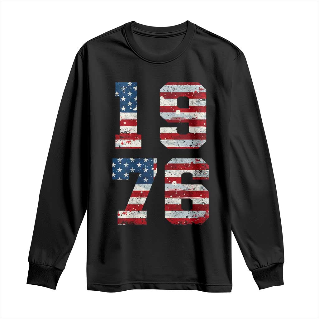 50th Birthday Vintage 1976 American Flag Long Sleeve Shirt Gifts For Turning 50