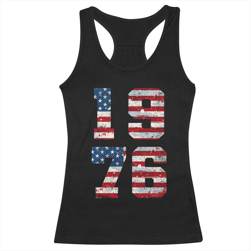 50th Birthday Vintage 1976 American Flag Racerback Tank Top Gifts For Turning 50