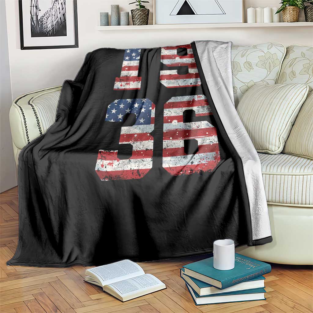 90th Birthday Vintage 1936 American Flag Throw Blanket Gifts For Turning 90