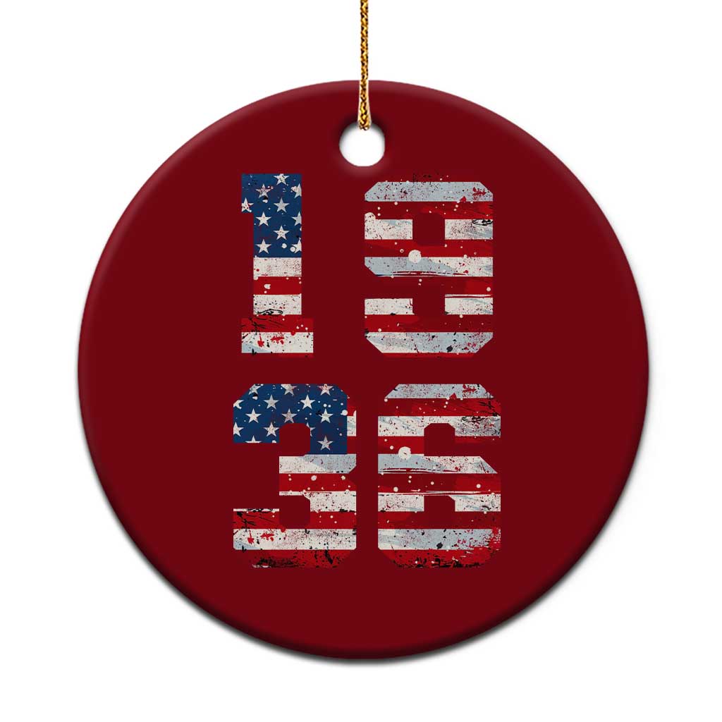 90th Birthday Vintage 1936 American Flag Ceramic Ornament Gifts For Turning 90