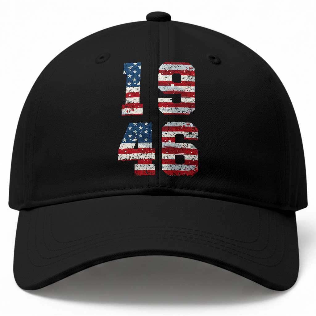 80th Birthday Vintage 1946 American Flag Baseball Cap Gifts For Turning 80