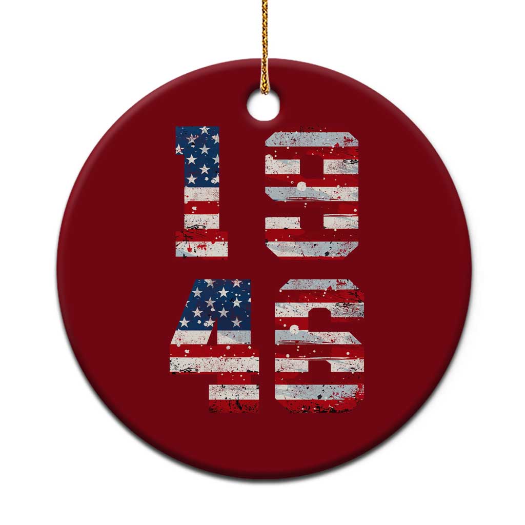 80th Birthday Vintage 1946 American Flag Ceramic Ornament Gifts For Turning 80