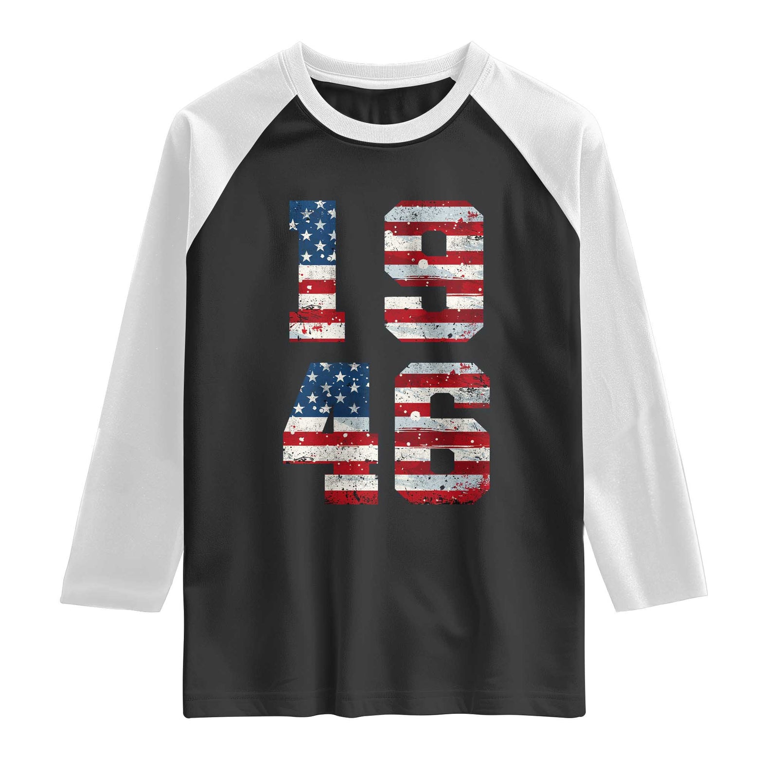 80th Birthday Vintage 1946 American Flag Raglan Shirt Gifts For Turning 80