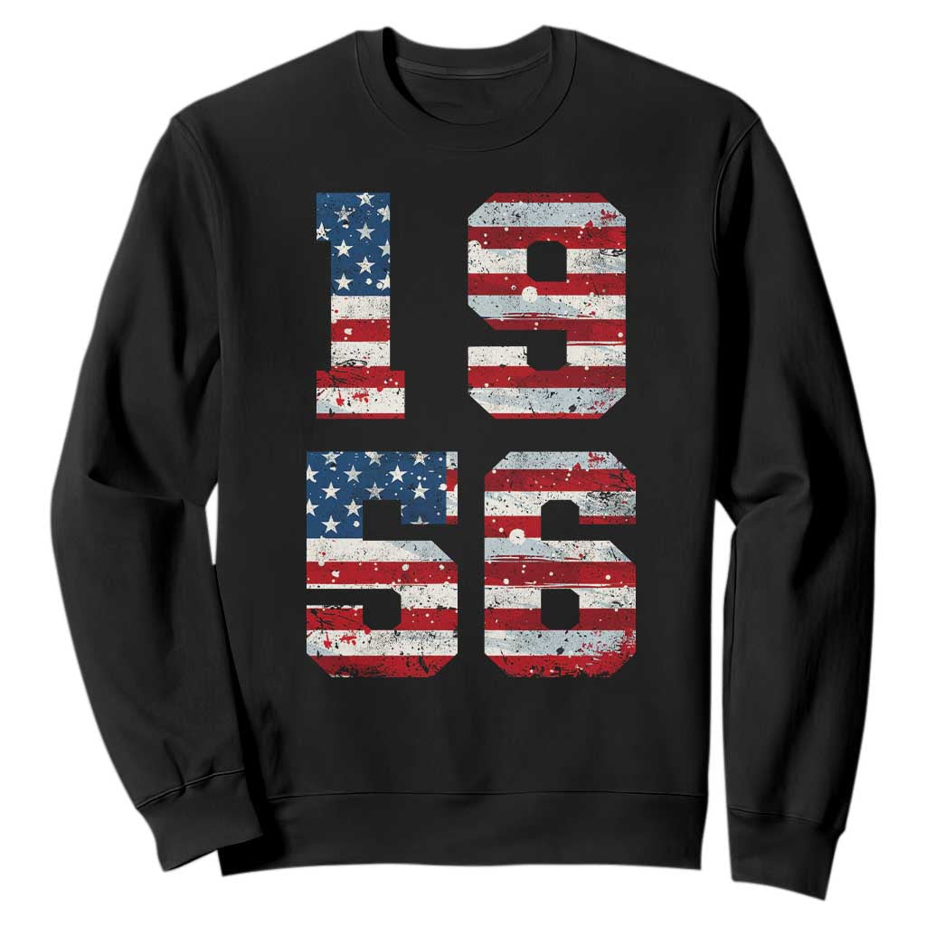 70th Birthday Vintage 1956 American Flag Sweatshirt Gifts For Turning 70