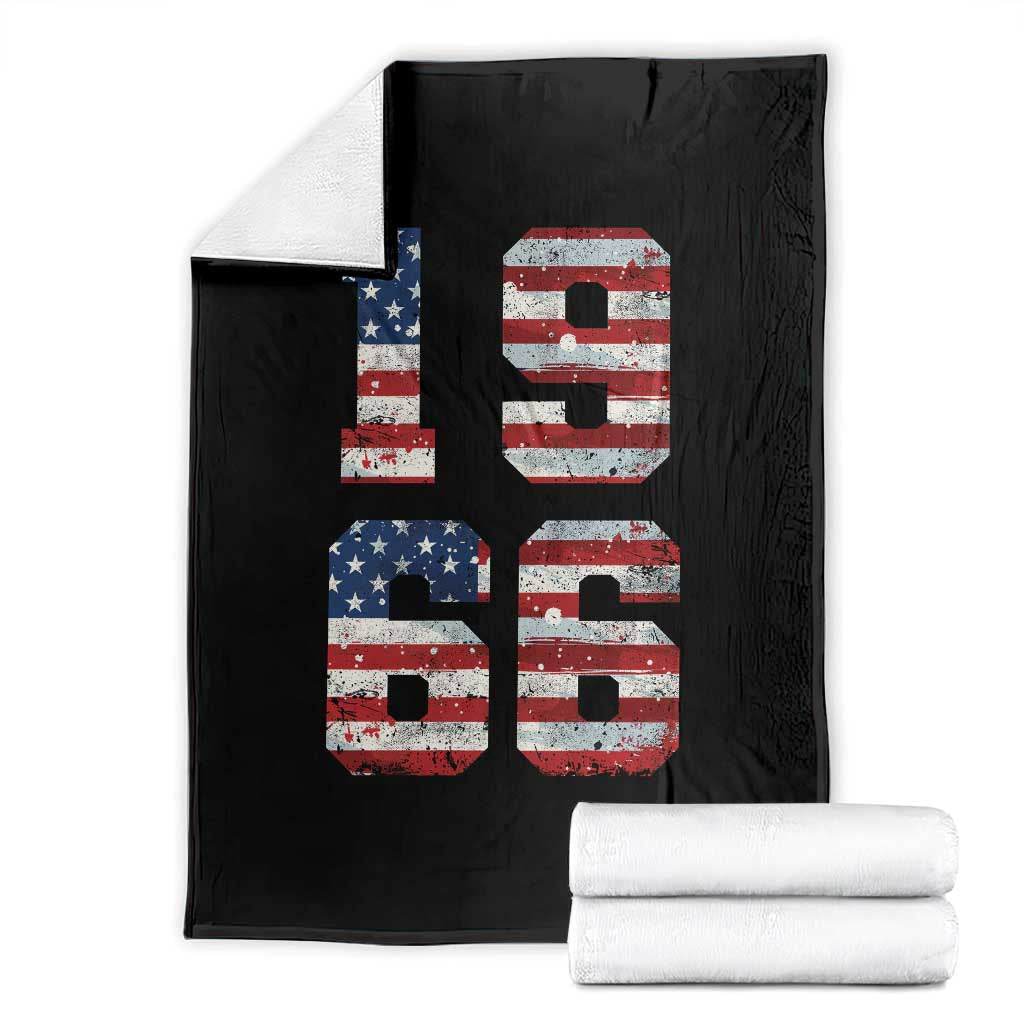60th Birthday Vintage 1966 American Flag Throw Blanket Gifts For Turning 60