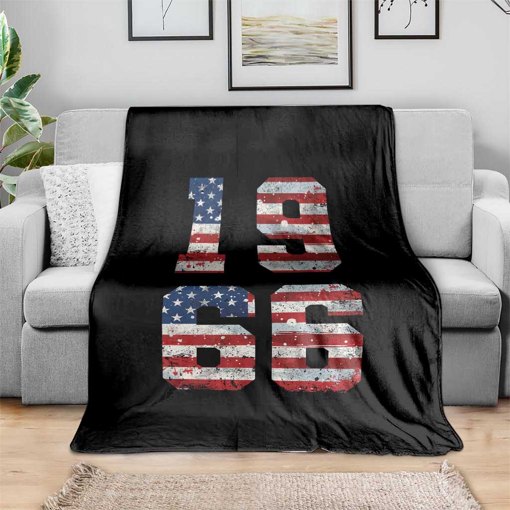60th Birthday Vintage 1966 American Flag Throw Blanket Gifts For Turning 60