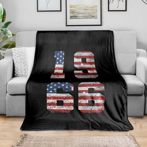 60th Birthday Vintage 1966 American Flag Throw Blanket Gifts For Turning 60