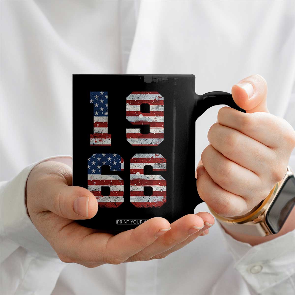 60th Birthday Vintage 1966 American Flag Coffee Mug Gifts For Turning 60