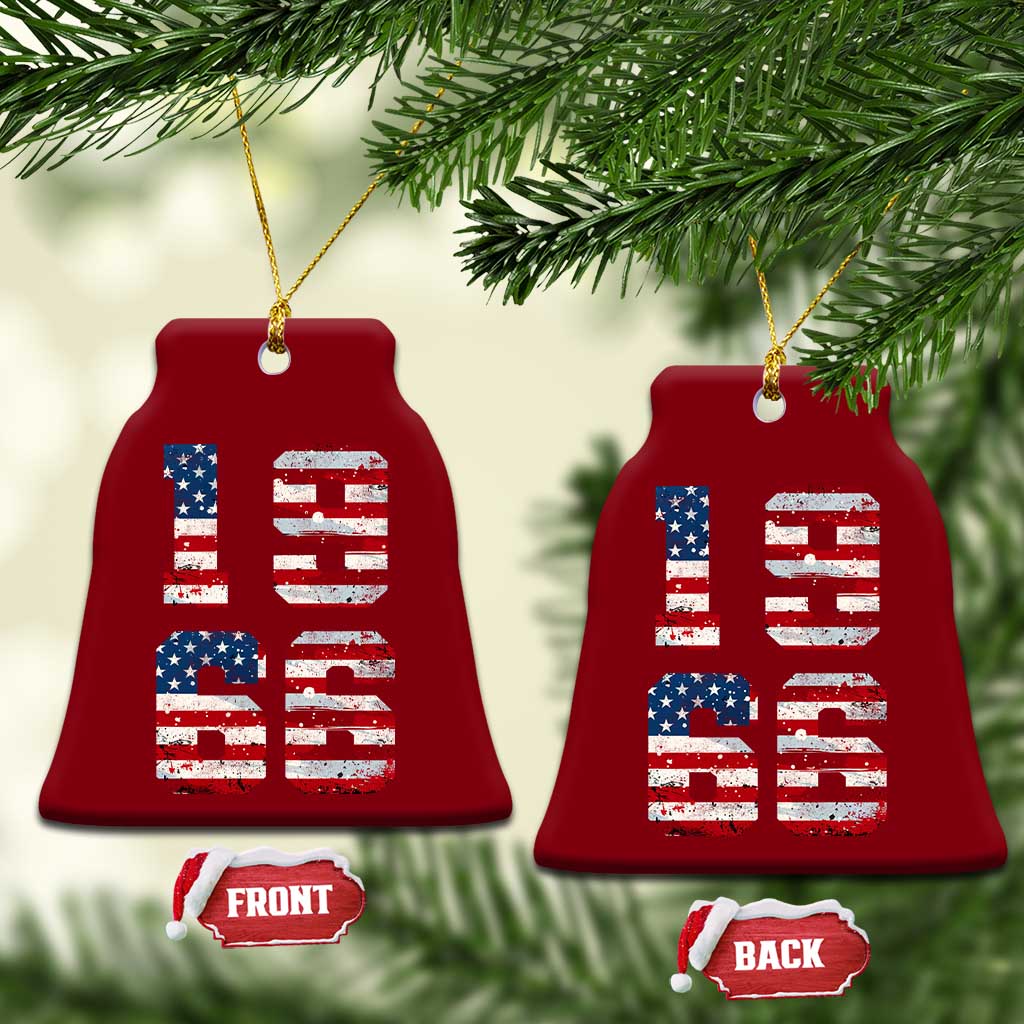 60th Birthday Vintage 1966 American Flag Ceramic Ornament Gifts For Turning 60