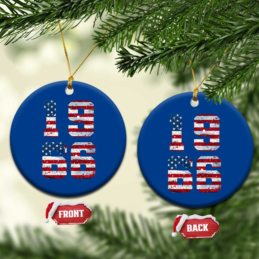 60th Birthday Vintage 1966 American Flag Ceramic Ornament Gifts For Turning 60