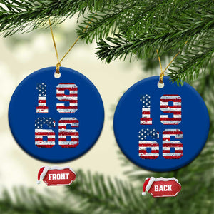 60th Birthday Vintage 1966 American Flag Ceramic Ornament Gifts For Turning 60