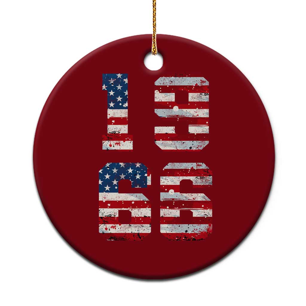 60th Birthday Vintage 1966 American Flag Ceramic Ornament Gifts For Turning 60