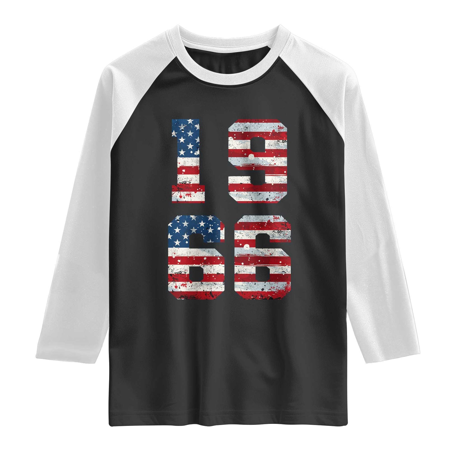60th Birthday Vintage 1966 American Flag Raglan Shirt Gifts For Turning 60