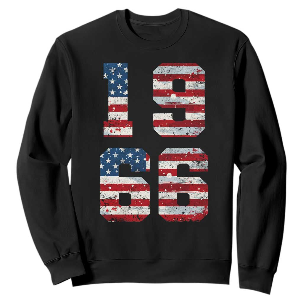 60th Birthday Vintage 1966 American Flag Sweatshirt Gifts For Turning 60