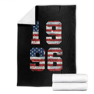 30th Birthday Vintage 1996 American Flag Throw Blanket Gifts For Turning 30