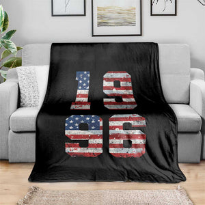 30th Birthday Vintage 1996 American Flag Throw Blanket Gifts For Turning 30