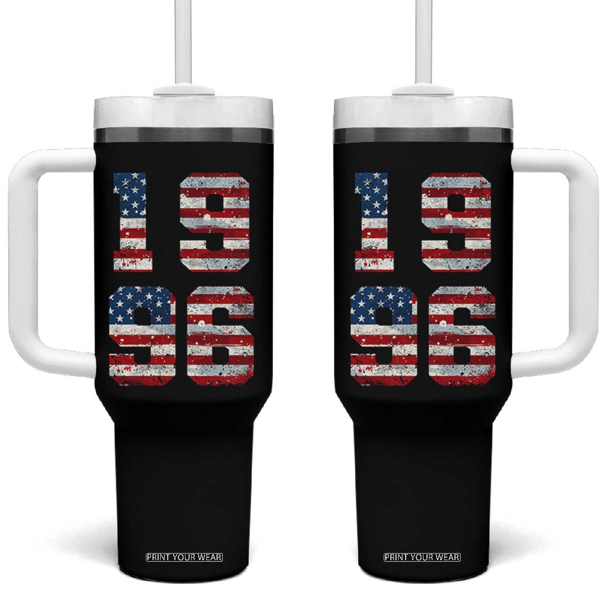 30th Birthday Vintage 1996 American Flag Tumbler With Handle Gifts For Turning 30