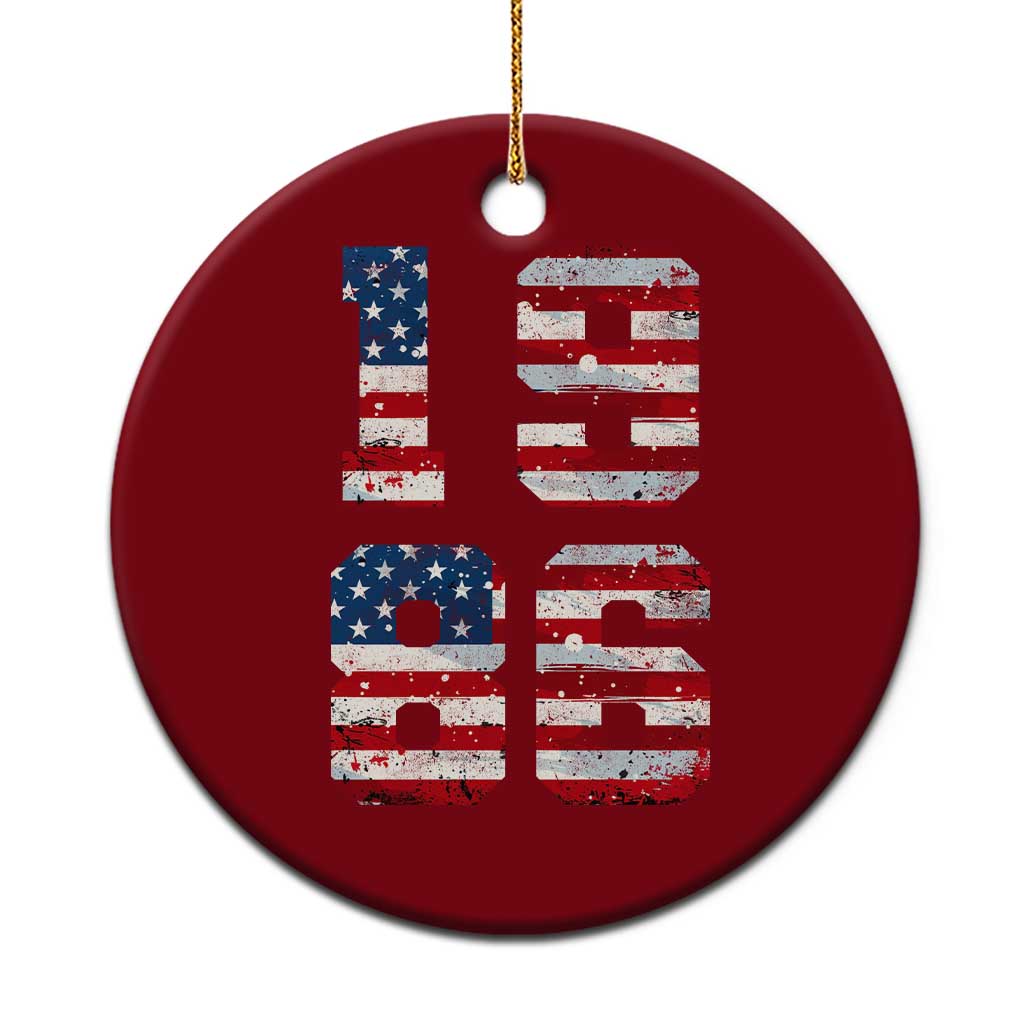 40th Birthday Vintage 1986 American Flag Ceramic Ornament Gifts For Turning 40