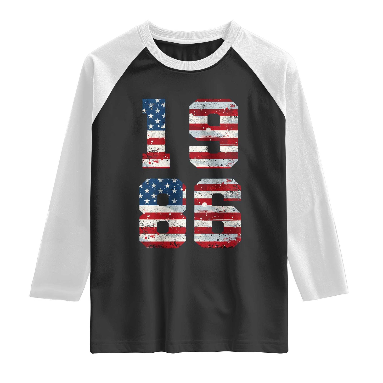 40th Birthday Vintage 1986 American Flag Raglan Shirt Gifts For Turning 40