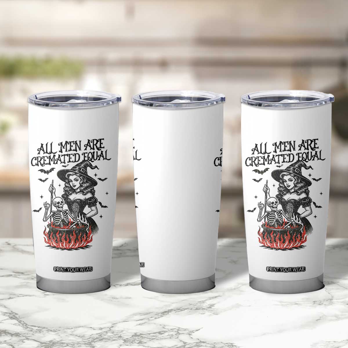 Witch All Men Are Cremated Equal Tumbler Cup Feminist Halloween TS11 Print Your Wear