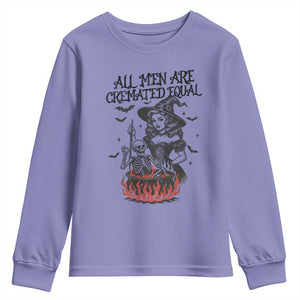 Witch All Men Are Cremated Equal Youth Sweatshirt Feminist Halloween TS11 Violet Print Your Wear