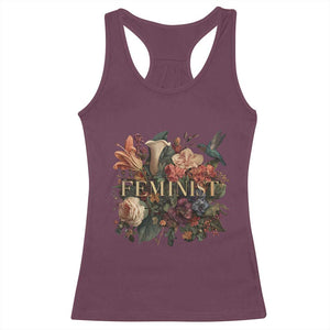 Pro Feminist Women's Rights Vintage Retro Flower Racerback Tank Top TS11 Maroon Print Your Wear