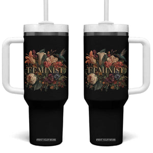 Pro Feminist Women's Rights Vintage Retro Flower Tumbler With Handle TS11 One Size: 40 oz Black Print Your Wear