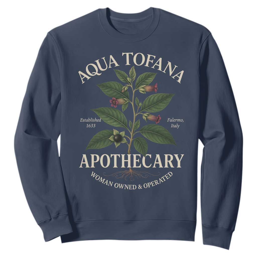 Aqua Tofana Funny Feminist Sweatshirt Woman Owned And Operated TS11 Navy Print Your Wear