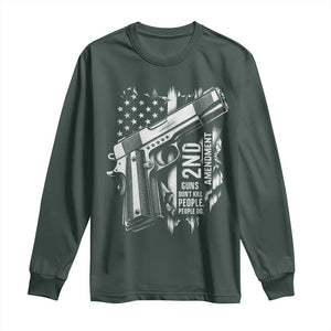 Guns Dont Kill People Do Long Sleeve Shirt 2nd Amendment American Flag TS11 Dark Forest Green Print Your Wear