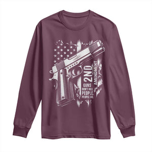 Guns Dont Kill People Do Long Sleeve Shirt 2nd Amendment American Flag TS11 Maroon Print Your Wear