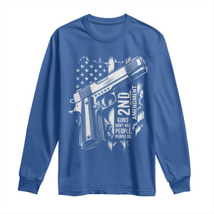 Guns Dont Kill People Do Long Sleeve Shirt 2nd Amendment American Flag TS11 Royal Blue Print Your Wear