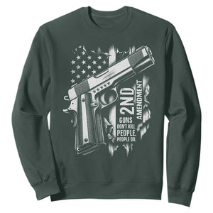 Guns Dont Kill People Do Sweatshirt 2nd Amendment American Flag TS11 Dark Forest Green Print Your Wear