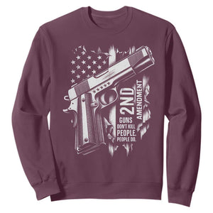 Guns Dont Kill People Do Sweatshirt 2nd Amendment American Flag TS11 Maroon Print Your Wear