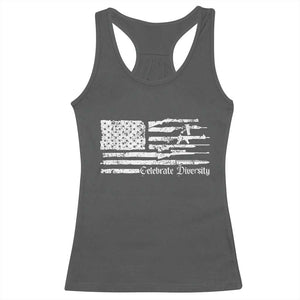 Funny Pro Gun Celebrate Diversity Racerback Tank Top 2nd Amendment Vintage American Flag TS11 Dark Heather Print Your Wear