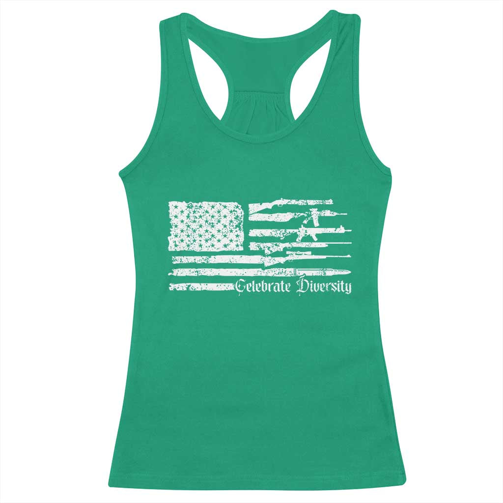 Funny Pro Gun Celebrate Diversity Racerback Tank Top 2nd Amendment Vintage American Flag TS11 Irish Green Print Your Wear