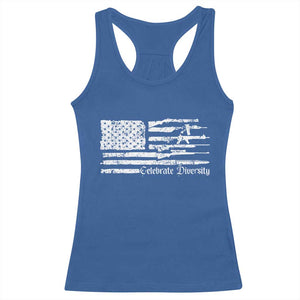Funny Pro Gun Celebrate Diversity Racerback Tank Top 2nd Amendment Vintage American Flag TS11 Royal Blue Print Your Wear