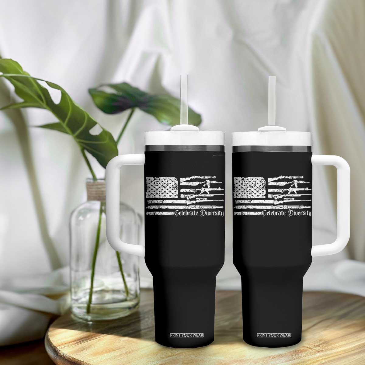 Funny Pro Gun Celebrate Diversity Tumbler With Handle 2nd Amendment Vintage American Flag TS11 Print Your Wear
