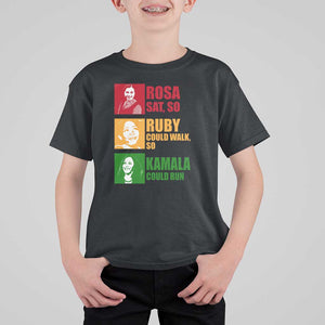 Harris 2024 T Shirt For Kid Rosa Sat So Ruby Could Walk So Kamala Could Run TS11 Black Print Your Wear