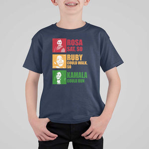 Harris 2024 T Shirt For Kid Rosa Sat So Ruby Could Walk So Kamala Could Run TS11 Navy Print Your Wear