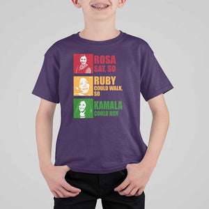 Harris 2024 T Shirt For Kid Rosa Sat So Ruby Could Walk So Kamala Could Run TS11 Purple Print Your Wear