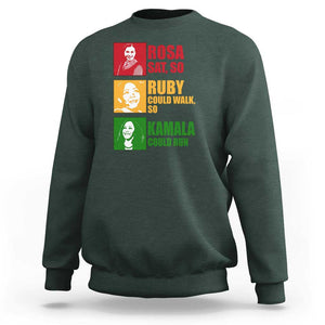 Harris 2024 Sweatshirt Rosa Sat So Ruby Could Walk So Kamala Could Run TS11 Dark Forest Green Print Your Wear