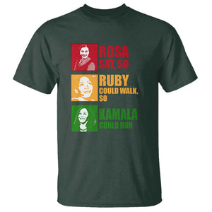 Harris 2024 T Shirt Rosa Sat So Ruby Could Walk So Kamala Could Run TS11 Dark Forest Green Print Your Wear