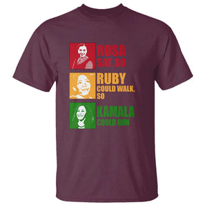 Harris 2024 T Shirt Rosa Sat So Ruby Could Walk So Kamala Could Run TS11 Maroon Print Your Wear