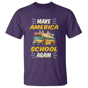 Funny Back To School T Shirt Make America School Again USA Top Hat Yellow Bus TS11 Purple Print Your Wear