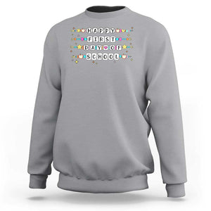 Happy First Day Of School Sweatshirt Student Teacher Bracelet Retro Groove TS11 Sport Gray Print Your Wear