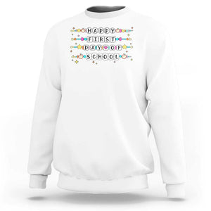 Happy First Day Of School Sweatshirt Student Teacher Bracelet Retro Groove TS11 White Print Your Wear