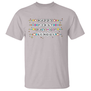 Happy First Day Of School T Shirt Student Teacher Bracelet Retro Groove TS11 Ice Gray Print Your Wear