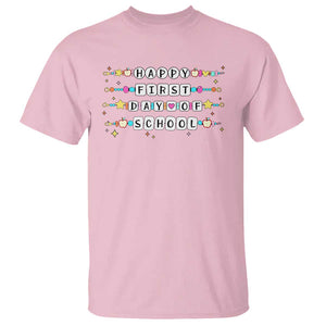 Happy First Day Of School T Shirt Student Teacher Bracelet Retro Groove TS11 Light Pink Print Your Wear