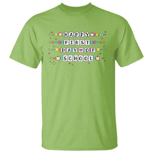 Happy First Day Of School T Shirt Student Teacher Bracelet Retro Groove TS11 Lime Print Your Wear