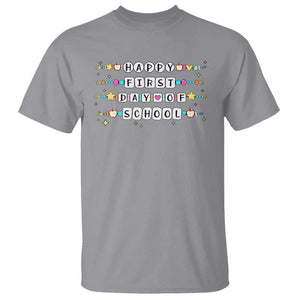 Happy First Day Of School T Shirt Student Teacher Bracelet Retro Groove TS11 Sport Gray Print Your Wear